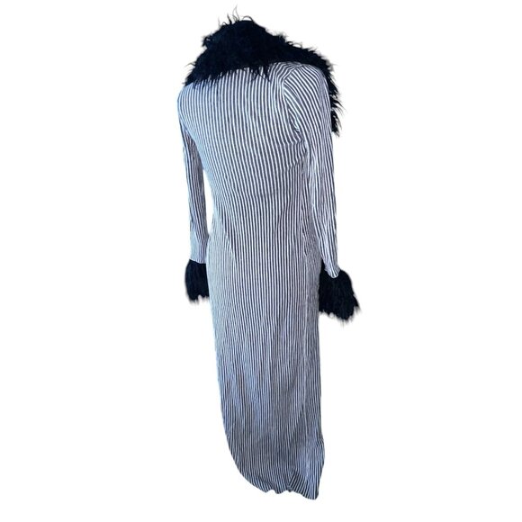 Urban Outfitters Janis Faux Fur Trimmed Ribbed Duster Cardigan Sz XS Front Clasp - Picture 3 of 16